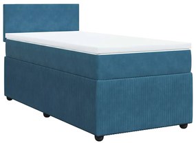 3287636 vidaXL Боксспринг легло с матрак, синьо, 90x200 см, кадифе