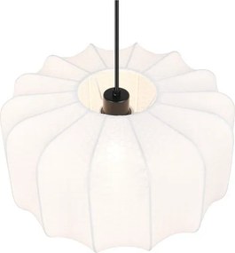 Бяло метално висящо осветително тяло с текстилен абажур ø 40 cm Madleine – Reality