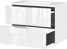 Бял гланцов стенен шкаф за мивка 81x61 cm Celano – Germania