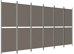 350224 vidaXL Параван за стая, 6 панела, антрацит, 300x180 cм, текстил