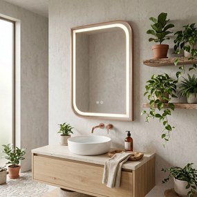 Огледало LED ZONE 70x50 BRUSH  ROSE GOLD