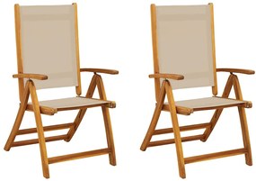 4008423 vidaXL Сгъваеми градински столове, 2 бр, акация масив и textilene