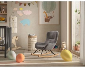 Сив люлеещ се детски стол от плат букле ROCKY – Vipack