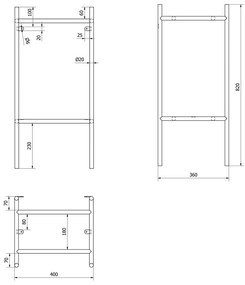 Черна метална стойка за умивалник 40x82 cm Puno – Sapho