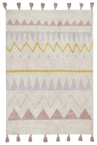 Розов и кремав ръчно изработен памучен детски килим подходящ за пране 140x200 cm Azteca Vintage Nude – Lorena Canals