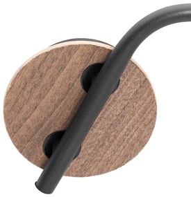 Таванна лампа черна 44,5 см с димно стъкло и дърво 3-светлина - Vidro