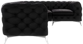 Черен кадифен ъглов диван (десен ъгъл/L форма) Chelsea – Ropez