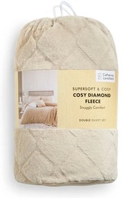 Бежово двойно удължено спално бельо от микроплюш 230x220 cm Cosy Diamond – Catherine Lansfield