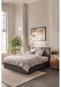 Сиво тапицирано двойно легло с място за съхранение с включена подматрачна рамк 180x200 cm Thessa Bold Line – Bonami Selection