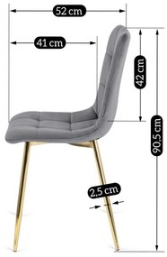 Тапициран кадифен стол YORK със златни крака - различни цветови покрития Черен