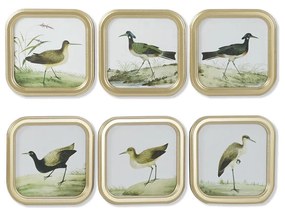 Картина DKD Home Decor Птици Cottage 30 x 2 x 30 cm (6 броя)