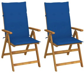3064069 vidaXL Градински накланящи се столове 2 бр с възглавници акация масив