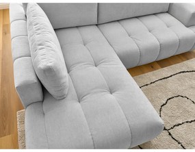 Светлосив сгъваем/с място за съхранение ъглов диван (ляв ъгъл/L форма) Fuji – Bobochic Paris