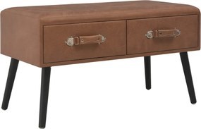 277077 vidaXL Пейка с чекмеджета, 80 см, тъмнокафява, изкуствена кожа