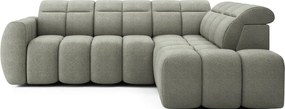 Сиво-зелен разтегателен ъглов диван с място за съхранение от букле (десен ъгъл L форма) Falconn – ELTAP