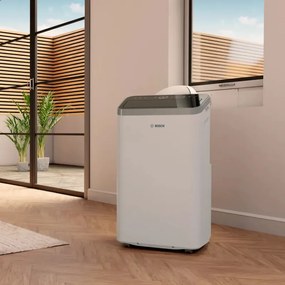 Мобилен климатик Bosch Cool 4000, 9000 BTU, 35 м2, А, Auto Swing, Таймер, LCD дисплей, Нощен режим, Бял/черен