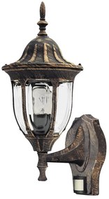 RABALUX Милано 8370, стенен фенер,старо злато със сензор, 1х60W - 8370