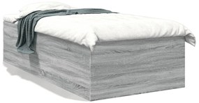 3280984 vidaXL Рамка за легло, сив сонома, 75x190 см, инженерно дърво