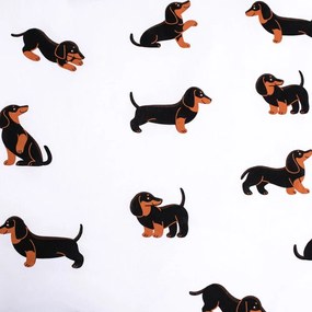 Черно-бяло единично памучно детско спално бельо 140x200 cm Dachshund – Jerry Fabrics