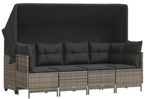 3261529 vidaXL Градински комплект с възглавници, 5 части, сив полиратан