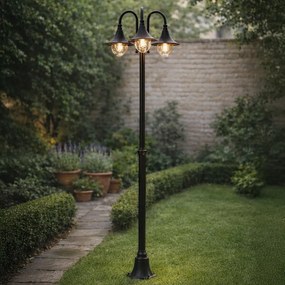 Класически външен фенер черен 200 см 3 светлини IP44 - Daphne