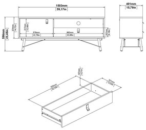 Маса за телевизор от дъбов декор в естествен цвят 150x60x40 cm Ry – Tvilum