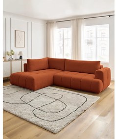 Сгъваем/с място за съхранение ъглов диван в тухлен цвят (ляв ъгъл/L форма) Fuji – Bobochic Paris