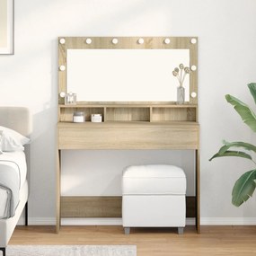 Sonata H Тоалетка с LED светлина Сонома дъб 100x41x135 см