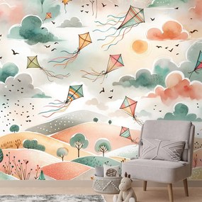 Тапет – Пастелни летящи хвърчила в небето