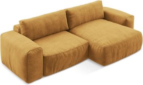 Шенилов сгъваем ъглов диван в цвят горчица (десен ъгъл) Kuki – Makamii