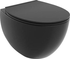 Mexen Egg тоалетна чиния Rimless с дъска с бавно падане slim, дуропласт, черен мат - 30245070