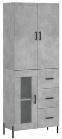 3195967 vidaXL Висок шкаф, бетонно сив, 69,5x34x180 см, инженерно дърво