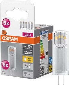 Комплект от 5x LED крушки PIN G4/1,8W/12V 2700K - Osram