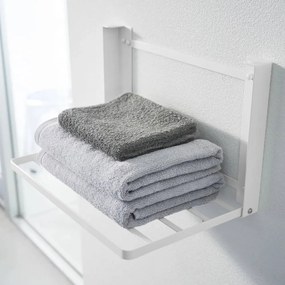 Стенен стоманен рафт за баня в матово бял цвят Tower – YAMAZAKI