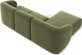 Зелен кадифен ъглов диван (ляв ъгъл) Lani – Makamii