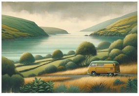 Тапет – Ретро ван в живописен пейзаж