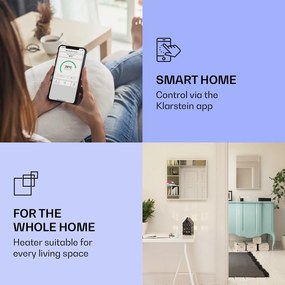 Klarstein La Palma 750 smart отоплител 2 in 1 Инфрачервен конвектор 85x60 см 500W огледална предна част