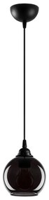 Черно висящо осветително тяло със стъклен абажур ø 15 cm Smoked – Opviq lights