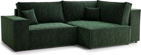 Тъмнозелен шенилов сгъваем/с място за съхранение ъглов диван (десен ъгъл/L форма) Tonga – Maison de Rêve