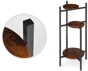 Стойка за цветя на тавана - 3-етажен рафт с кръгли дървени рафтове