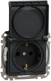 SE Контакт шуко с детска защита авт. и капак IP44 цвят Антрацит Sedna - SDD214024
