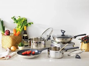 Уок тиган с капак и незалепващо покритие от неръждаема стомана ø 28 cm Daily Cook G7309955 – Tefal