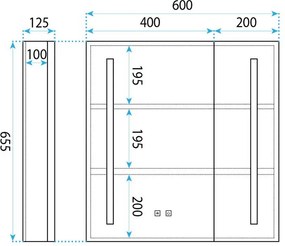 Шкаф с огледало и LED осветление M1015-60 60x65