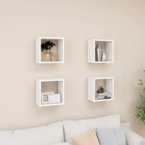 807026 vidaXL Стенни кубични рафтове, 4 бр, бели, 26x15x26 см