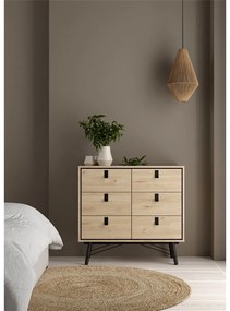 Нисък скрин с дъбов декор в естествен цвят 102x99 cm Ry - Tvilum