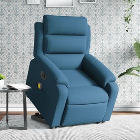 3205135 vidaXL Електрически изправящ масажен реклайнер стол, син, кадифе