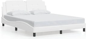 3208192 vidaXL Рамка за легло без матрак Zadar, бяла, 160x200 см, изкуствена кожа