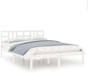 3105401 vidaXL Рамка за легло, бяла, дърво масив, 120x200 см