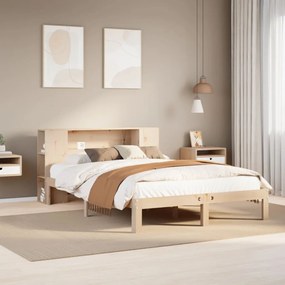 3322519 vidaXL Легло с етажерка за книги, без матрак, 160x200 см, бор масив
