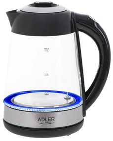 Чайник Adler AD 1285 Черен Прозрачен Cтъкло Стомана 2200 W 1,7 L